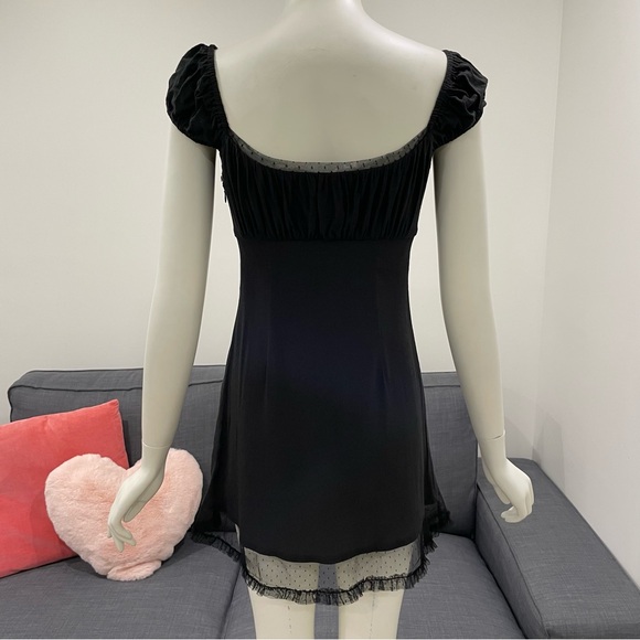 KIMCHI BLUE Urban Outfitters Ana Cap Sleeve Black Mini Dress Size Small - Picture 10 of 16